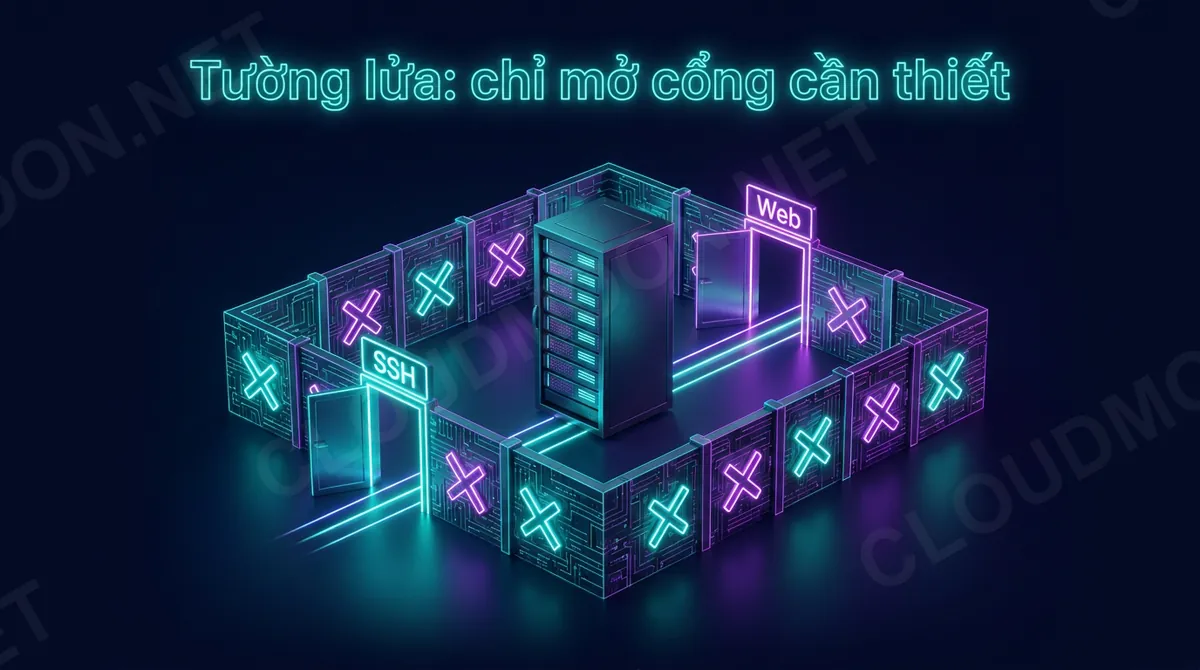 Tường lửa VPS chỉ mở cổng cần thiết