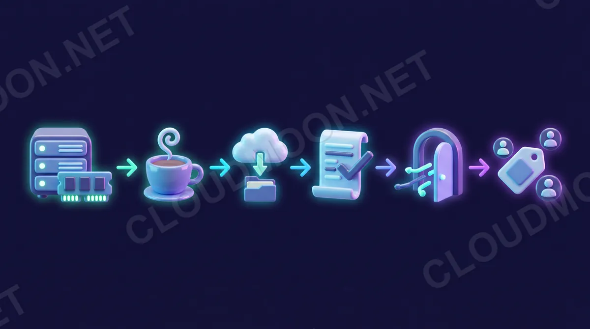 Dòng chảy các bước dựng server trên VPS: thuê VPS có RAM, cài Java, tải file server, tích đồng ý điều khoản, mở cổng mạng và chia sẻ địa chỉ cho nhóm bạn