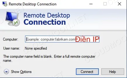 Nhập địa chỉ IP VPS vào ô Computer trong Remote Desktop Connection