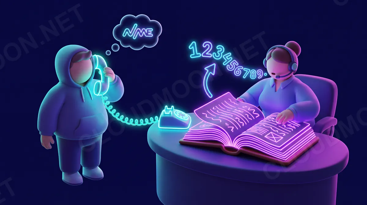 Ẩn dụ DNS như gọi tổng đài hỏi số theo tên, tổng đài tra danh bạ rồi đọc ra dãy số