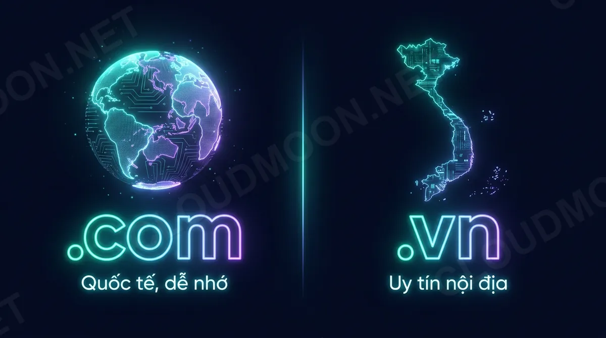 So sánh đuôi tên miền .com quốc tế và .vn Việt Nam