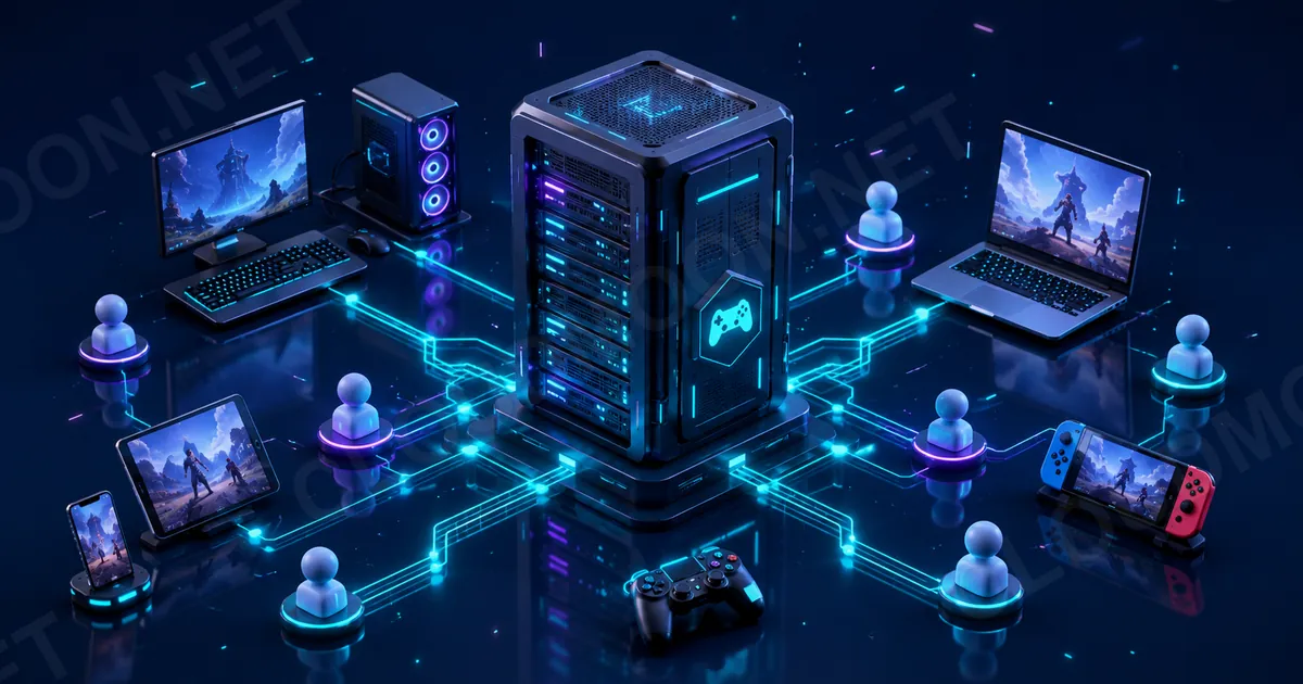 Máy chủ game trung tâm kết nối máy tính, điện thoại và tay cầm của nhiều người chơi