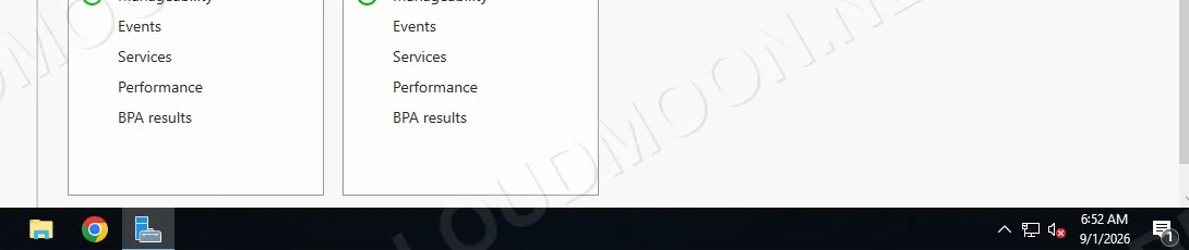 Góc màn hình Windows Server sạch, không còn dòng chữ Activate Windows sau khi khởi động lại