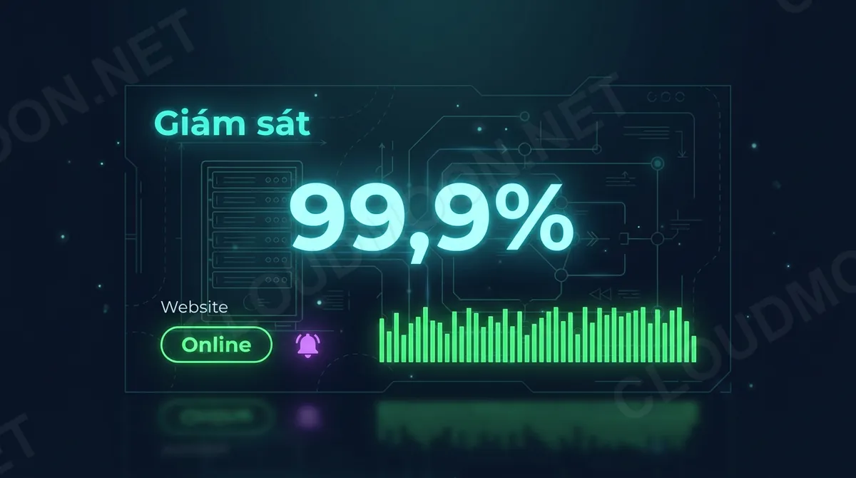 Bảng điều khiển giám sát uptime: trạng thái online và biểu đồ theo thời gian