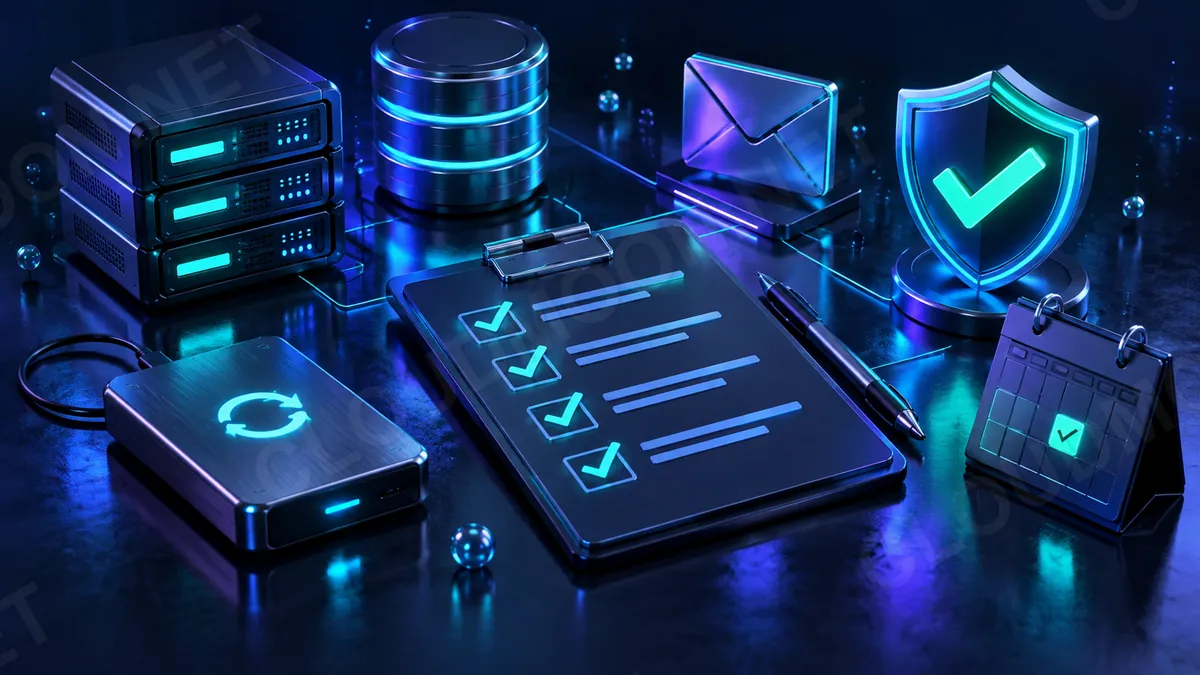 Checklist sao lưu mã nguồn cơ sở dữ liệu và email trước ngày hết hạn