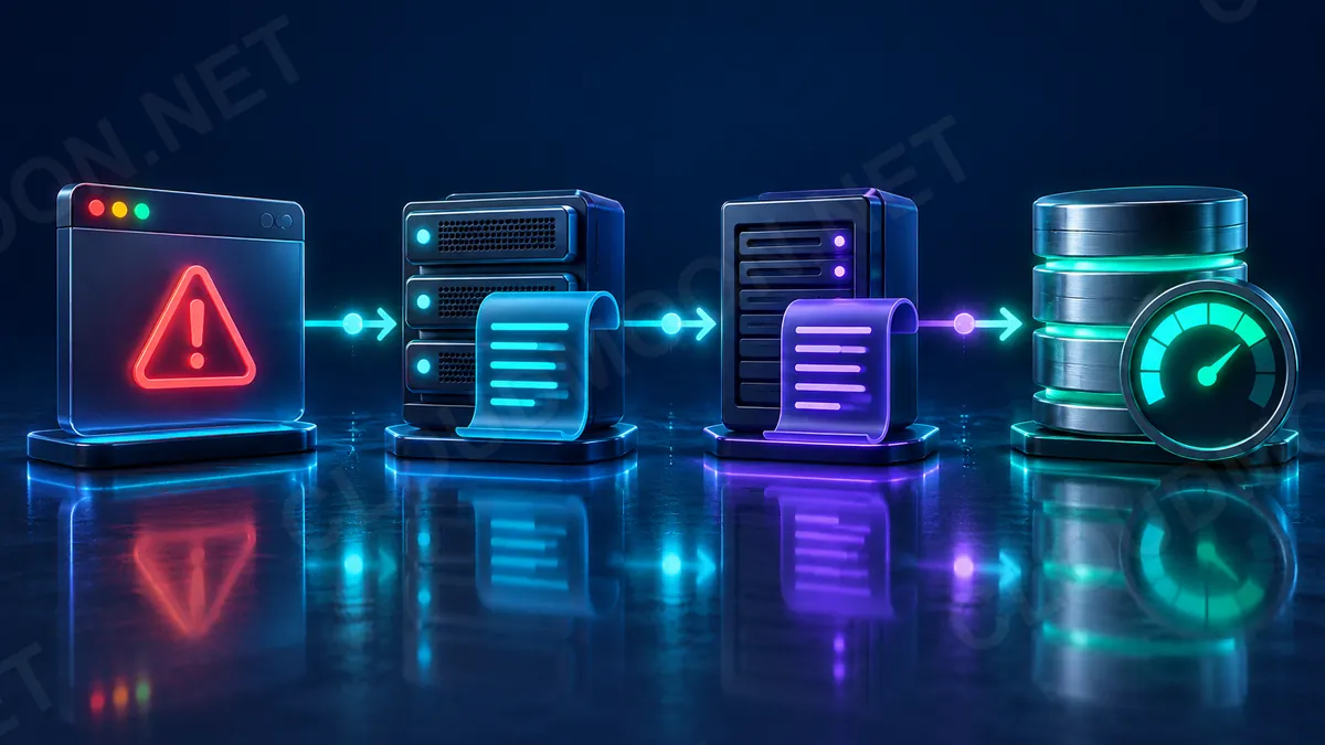 Chuỗi đối chiếu log web, log hệ thống và tài nguyên khi tìm lỗi