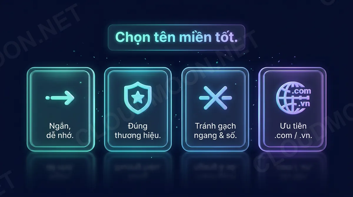 Cách chọn tên miền tốt: ngắn, dễ nhớ, đúng thương hiệu