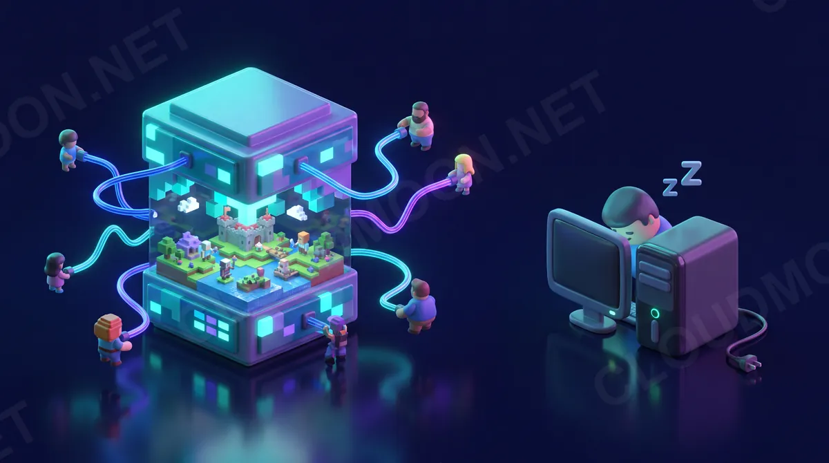 Thế giới game khối vuông chạy trên VPS với nhiều người chơi kết nối 24/7 so với máy tính ở nhà phải tắt
