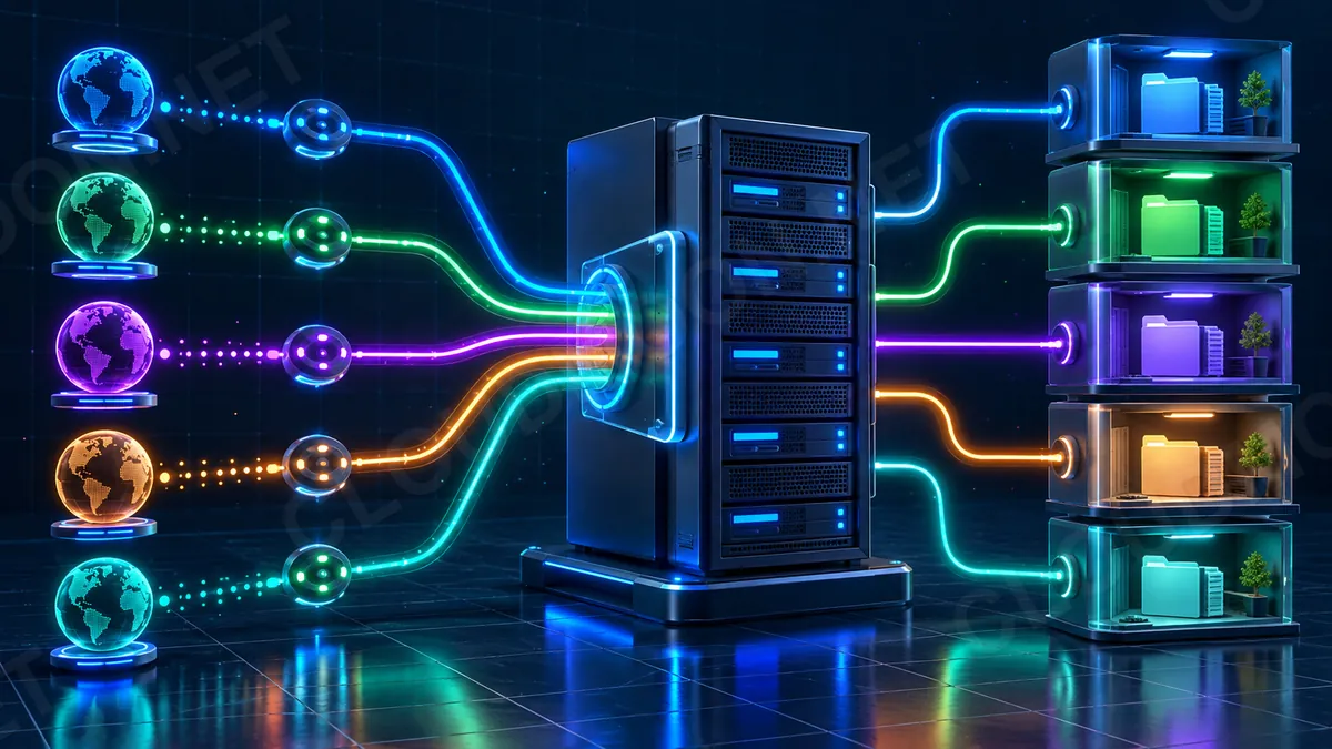 Sơ đồ DNS định tuyến nhiều tên miền đến các website riêng trên một VPS