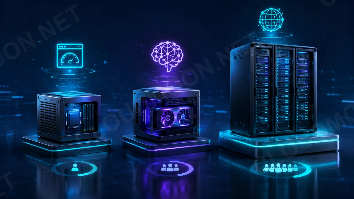 So sánh trực quan VPS thường, VPS GPU và máy chủ vật lý dùng riêng theo nhu cầu
