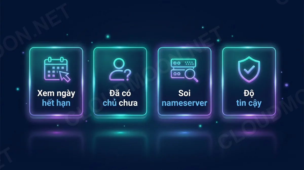 Tra WHOIS để xem hạn, chủ sở hữu, nameserver, độ tin cậy